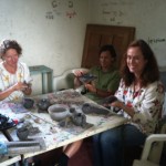 Joanna, Mike and Kate working on their masterpiece ceramics