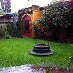 Courtyard at the Instituto Cultural Oaxaca in the rain