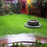 Courtyard at the Instituto Cultural Oaxaca in the rain