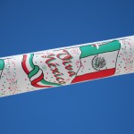 Viva Mexico rocket balloon in a clear blue Oregon sky