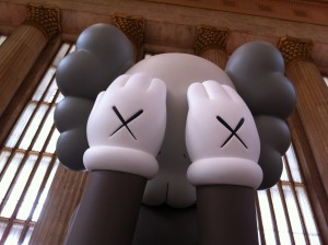 Close up of COMPANION art installation by KAWS at 30th Street Station