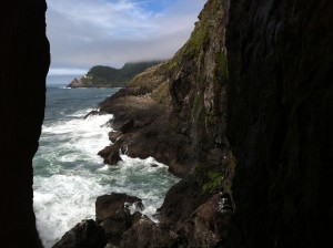 Looking at Heceta Head lighthouse from the Sea Lion caves
